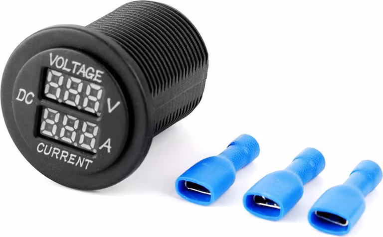 Amperometro a LED per auto, voltmetro universale rotondo per barca e moto
