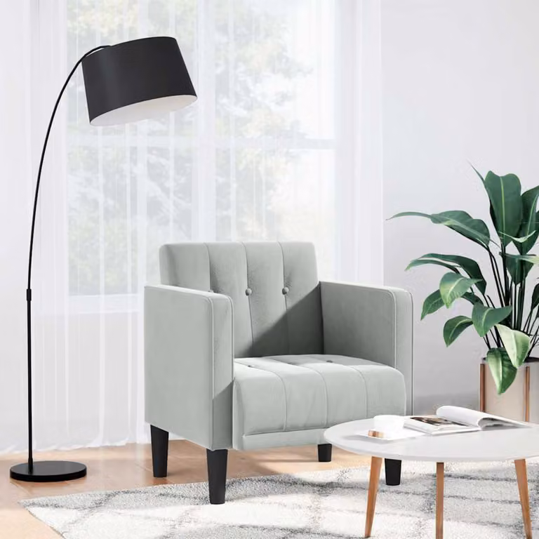 vidaXL Divano Sedia con Braccioli in Velluto Grigio Chiaro