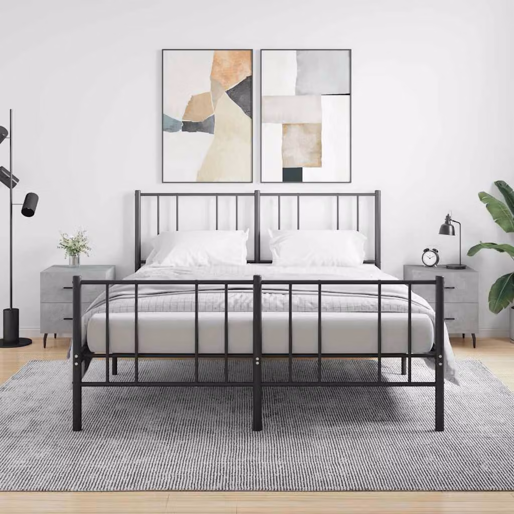 Set di 2 comodini vidaXL in legno multistrato e metallo, colore grigio cemento, L: 40 cm, P: 35 cm, H: 47,5 cm