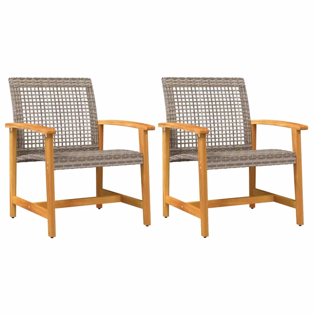 Set di 2 sedie da giardino vidaXL in polyrattan grigio e legno di acacia marrone con braccioli – 2