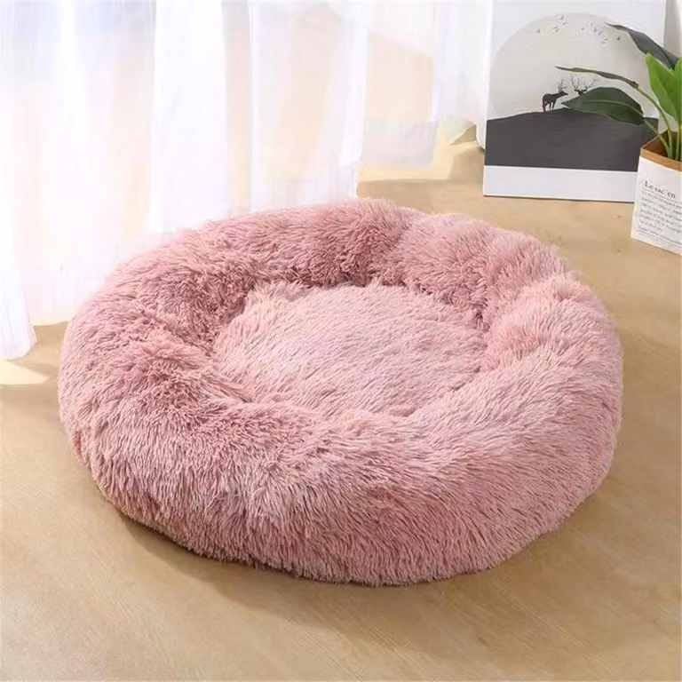 Cuccia per cani, cuccia per gatti, morbida, rotonda, in peluche, 60 cm, rosa