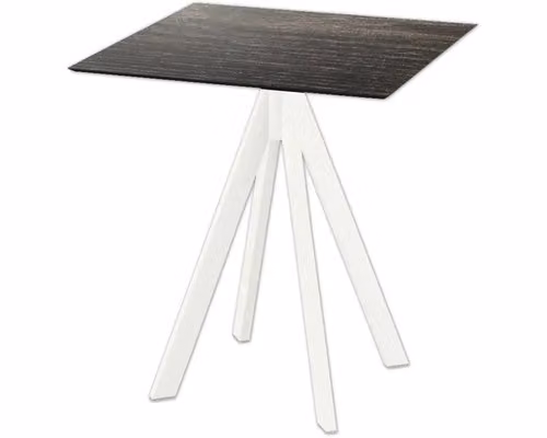 Infinity - Tavolo da giardino, struttura bianca + piano in HPL effetto legno Riverwashed, 70x70 cm, 1 pezzo