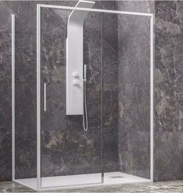 Box doccia rettangolare Karag LEA 400 con profilo bianco e vetro trasparente L/P/H: 150 x 80 x 200 cm