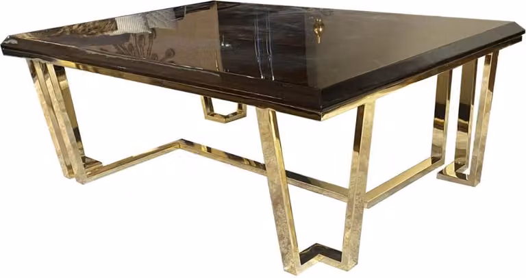 Casa Padrino tavolino art déco marrone scuro/oro 130 x 90 x h. 45 cm - Elegante tavolino da salotto con piano in vetro - Mobili art déco