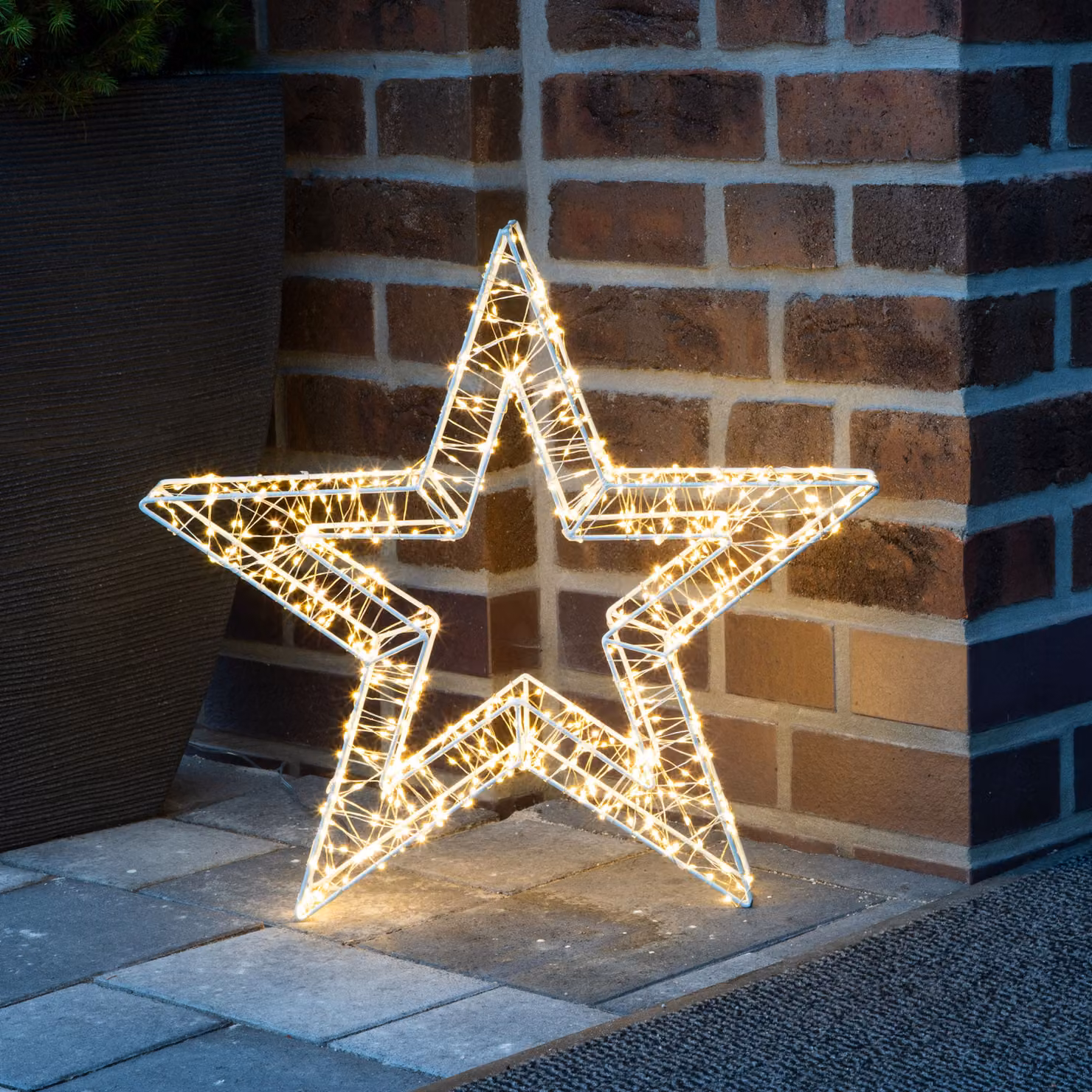 Stella di Natale in metallo 52 cm illuminata - 800 LED - Decorazione da giardino stella illuminata in bianco per esterni