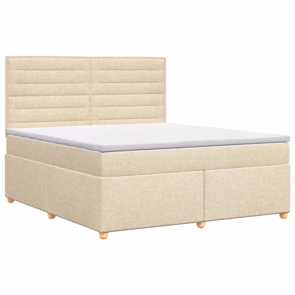 Letto box spring con materasso ibrido vidaXL in tessuto beige e bianco L/P/H: 200 x 140 x 76 cm – 2