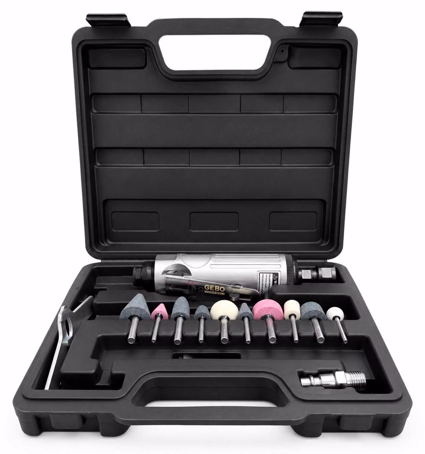 Set-kit smerigliatrice pneumatica dritta con accessori Gebo Tools