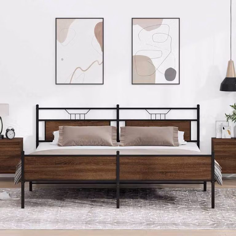 vidaXL Giroletto in Metallo e MDF Rovere Marrone L/P: 200 x 200 cm