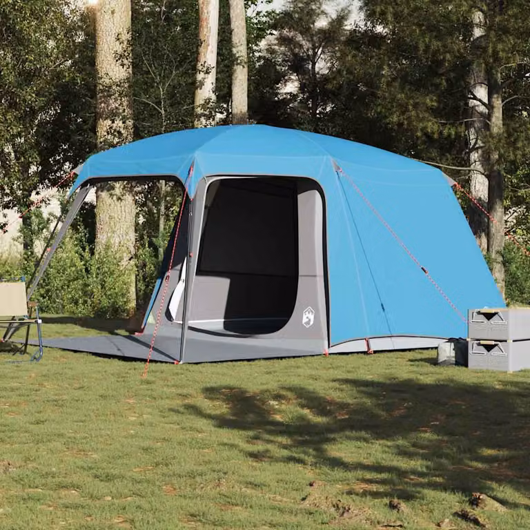 Tenda da campeggio con portico a cupola vidaXL per 5 persone, blu, impermeabile in poliestere