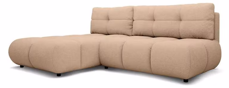 Divano angolare con funzione letto, modello Milorya, imbottitura in velluto color noce, lato sinistro