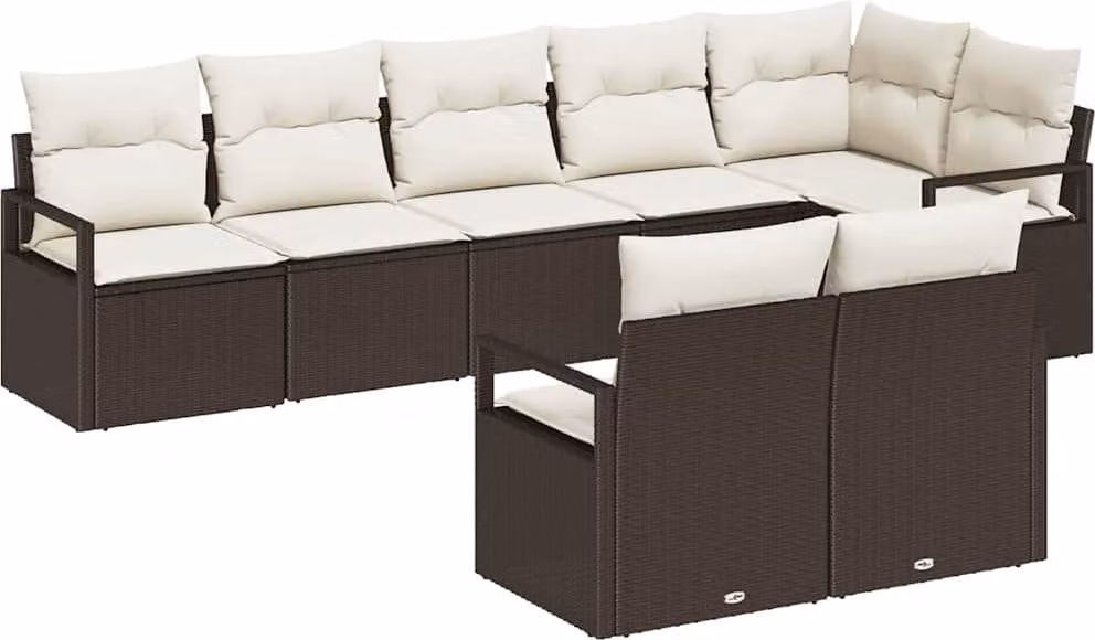Set di divani 8 pcs Marrone polyrattan