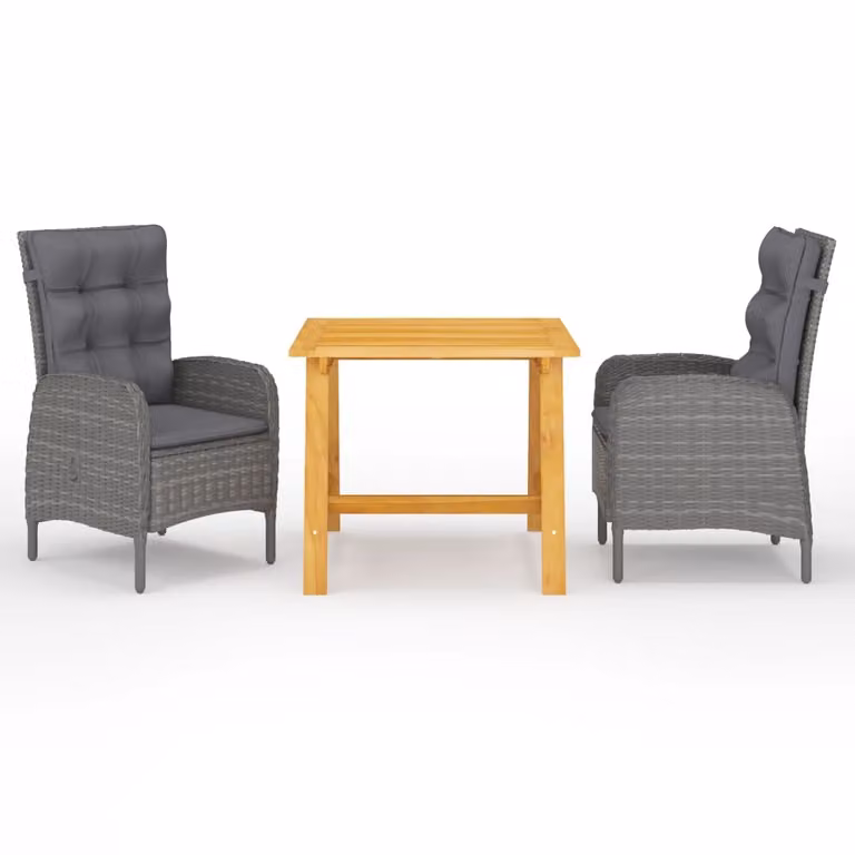 Maison Exclusive - Set da pranzo da giardino a 3 pezzi, grigio