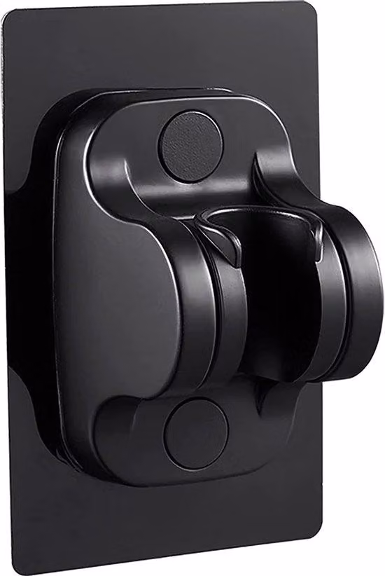 Supporto per soffione doccia in plastica, soffione doccia manuale, sistema di fissaggio regolabile, montaggio a parete per bagno con asta autoadesiva, 2 pezzi