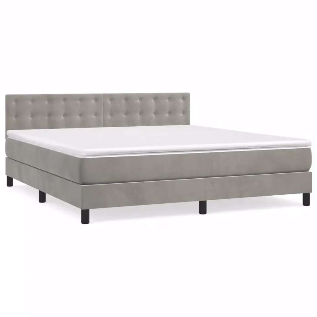 Letto a molle con materasso ibrido vidaXL in velluto grigio e bianco L/P/H: 160 x 200 x 78 cm – 2