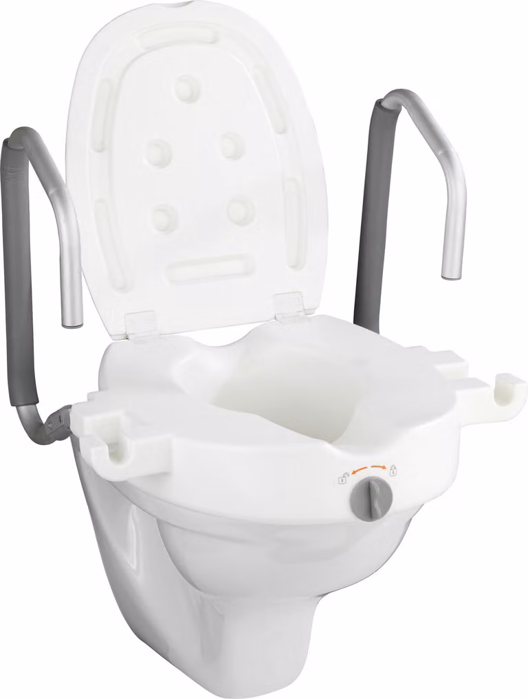 WENKO Sedile WC rialzato con maniglie di sostegno SECURA braccioli senior
