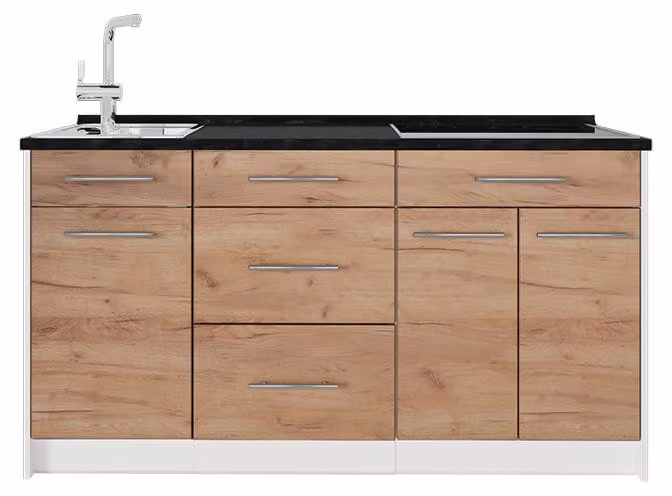 Cucine componibili piccole Vicco Fame-Line Rovere dorato/Bianco 150 cm, PL Antracite, Model 62790