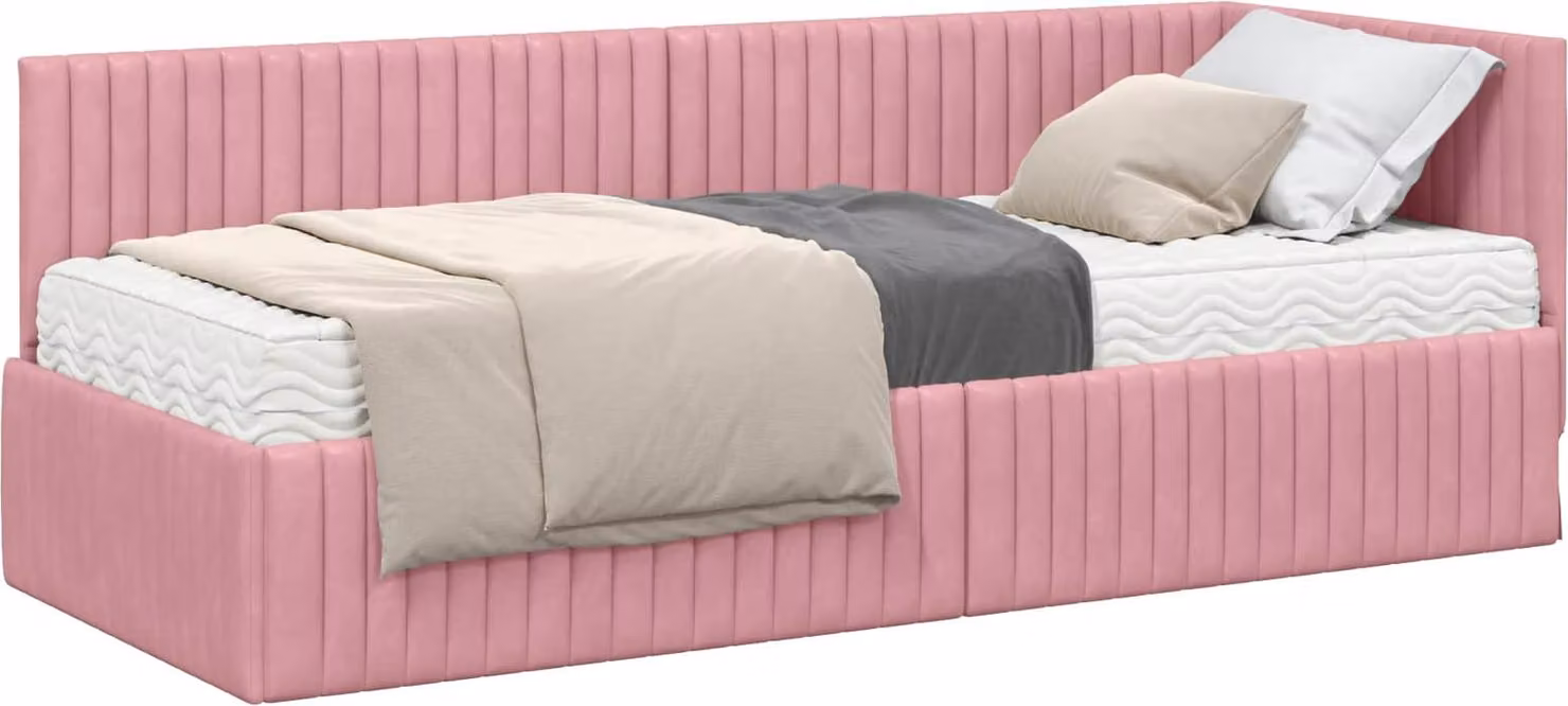 Struttura Letto Angolare con Materasso 2 pcs Grigio Velluto