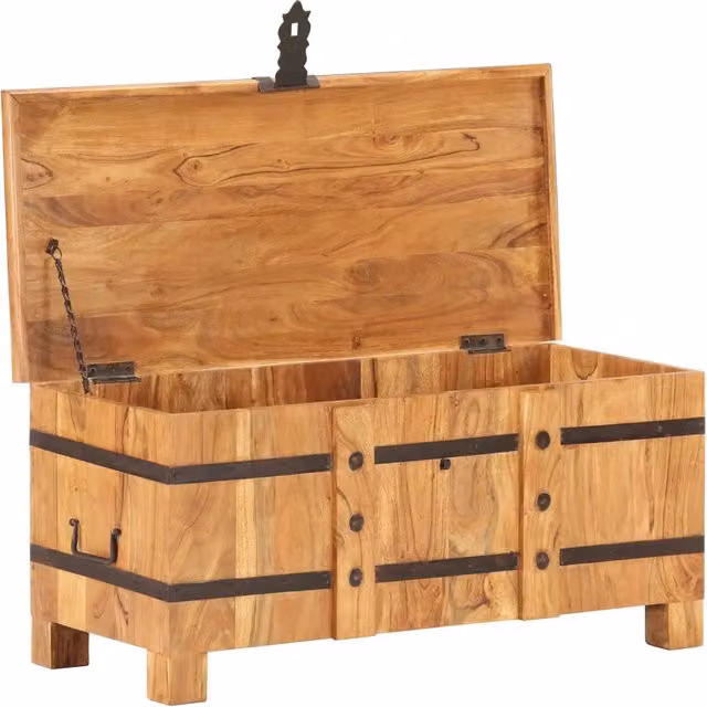 Baule 90x40x40 cm in Legno Massello di Acacia 289637