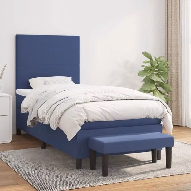 Letto Ibrido con Giroletto a Molle e Materasso vidaXL, Blu e Bianco, L/P/H: 100 x 200 x 45 cm – 1
