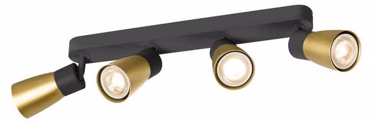 SLV PURI 2.0 Cupola, plafoniera da parete e soffitto, lunga, 4 x max. 6W GU10, nero / oro 1008353