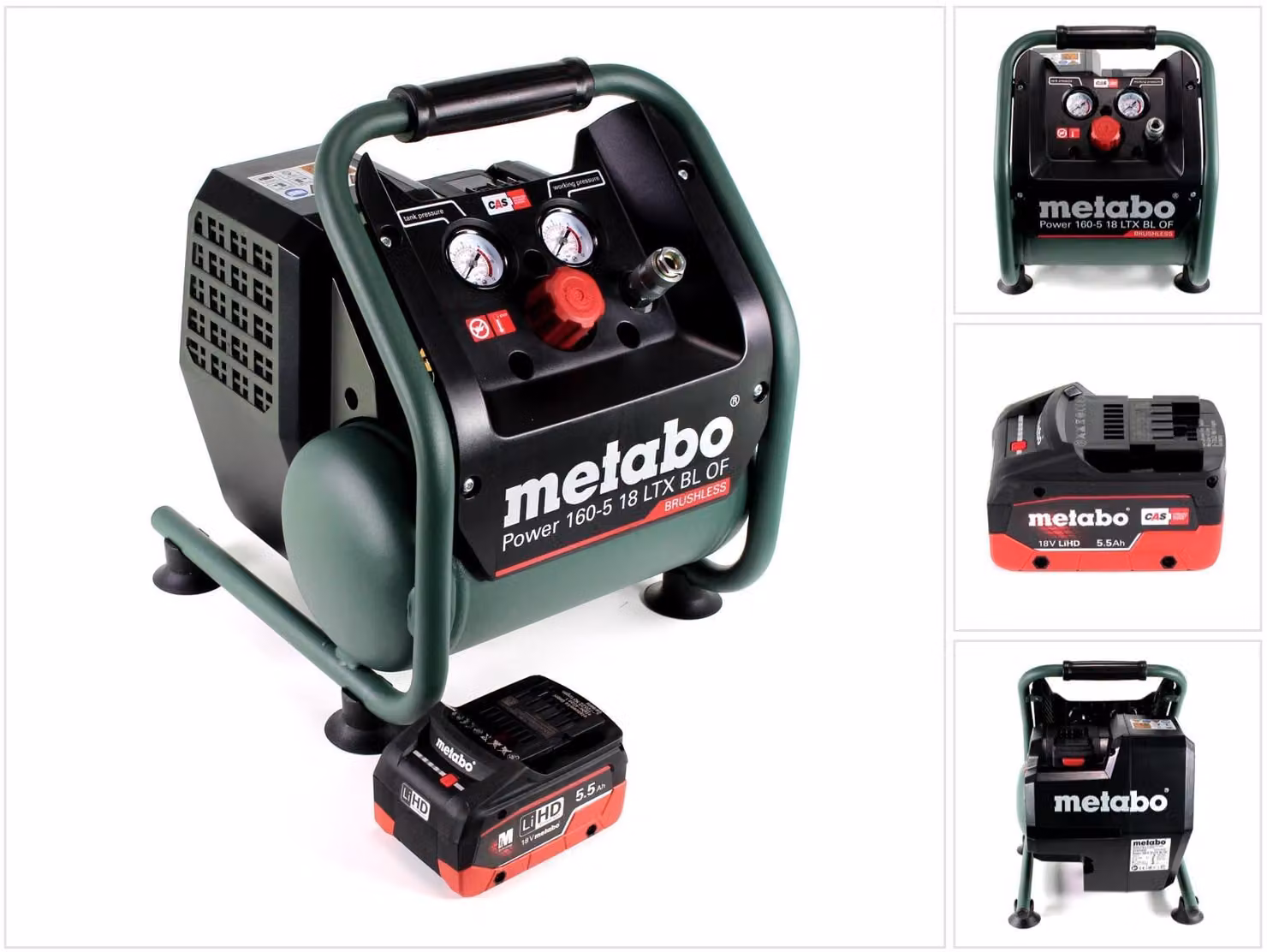Compressore a batteria Metabo Power 160-5 18 LTX BL OF 18 V 8,0 bar Brushless + 1x pacco batteria LiHD 5,5 Ah - senza caricabatterie