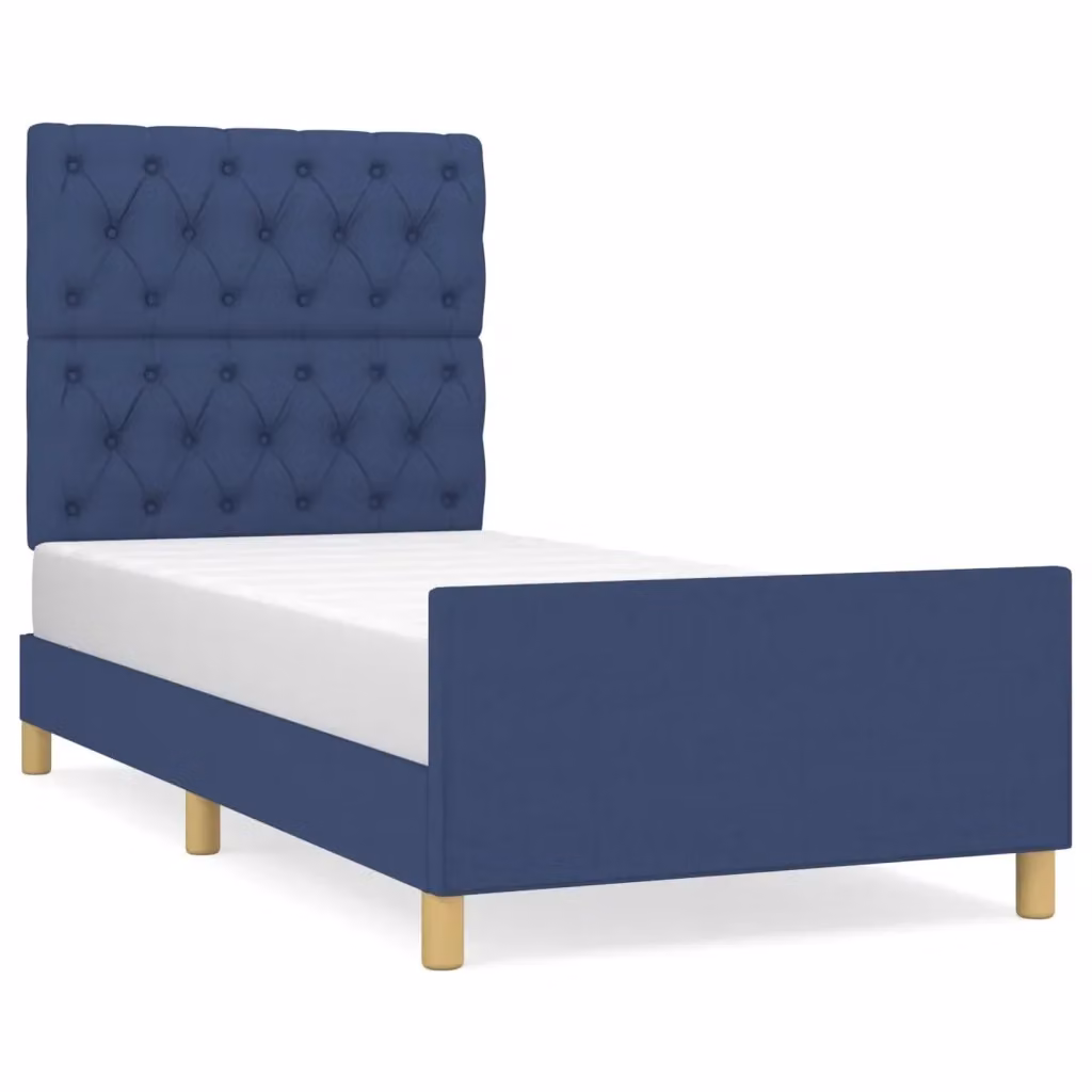 Giroletto vidaXL in tessuto blu con struttura in legno e doghe rigide L/P/H: 203 x 83 x 128 cm – 2