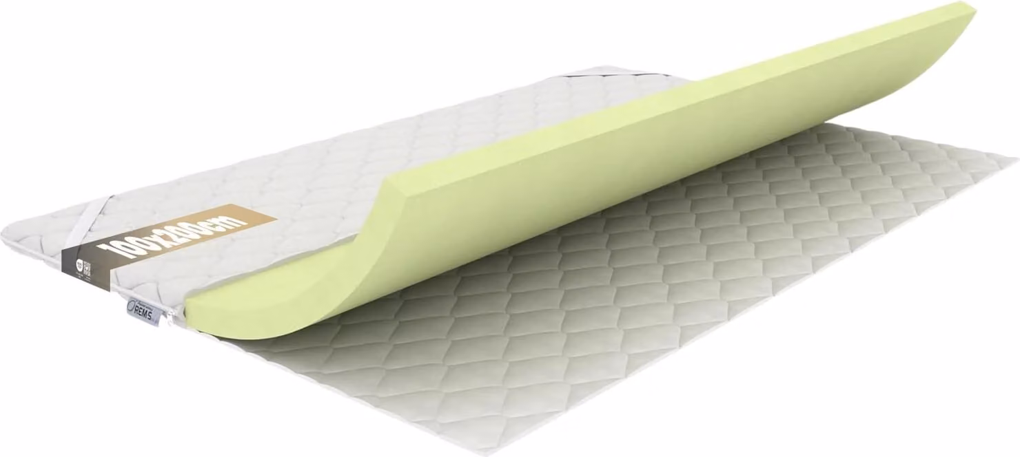 REM-Sen Coprimaterasso in memory foam, 100x200 cm, altezza 6 cm, grado di rigidità 2 (H2), coprimaterasso in memory foam extra morbido, rivestimento a tre strati con membrana, per divani e letti, Oeko-Tex