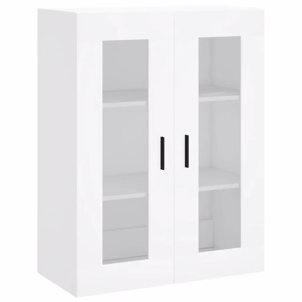Mobile a Parete Moderno vidaXL Bianco con Ante in Vetro L: 69,5 cm, P: 34 cm, H: 90 cm – 2