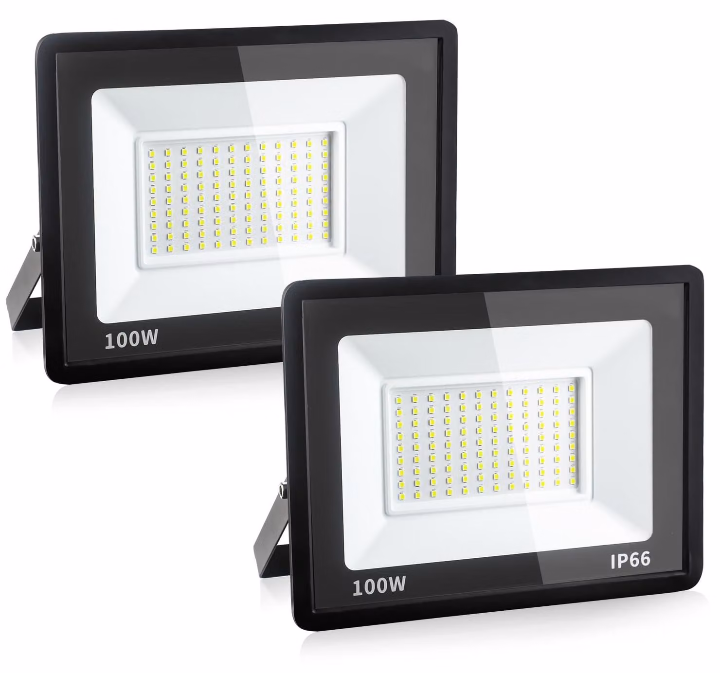 Lampada a LED da esterno, 100W, 6000K, confezione da 2, colore nero