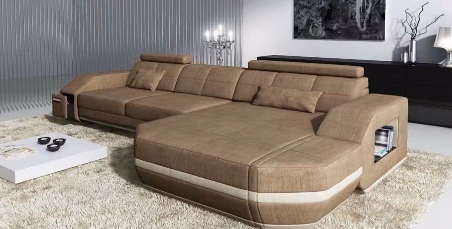 Designer luxus ecksofa couch polster ecke wohnlandschaft couchen stoff textil