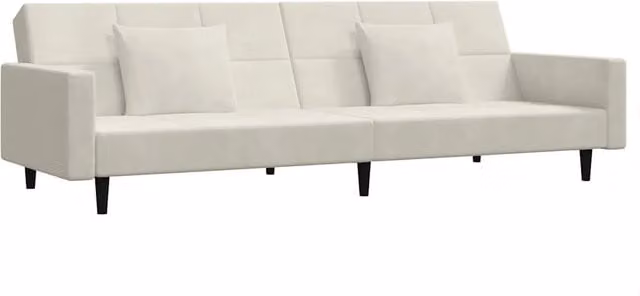 Divano letto | Sof¨¤ letto | Letto singolo a 2 Posti con 2 Cuscini Crema in Velluto