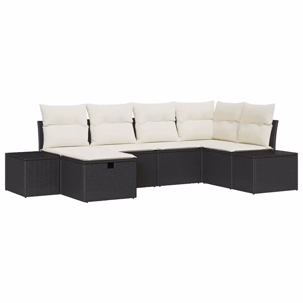 Set Divano da Giardino vidaXL 6 Pezzi a Forma di L con Cuscini Nero – 2