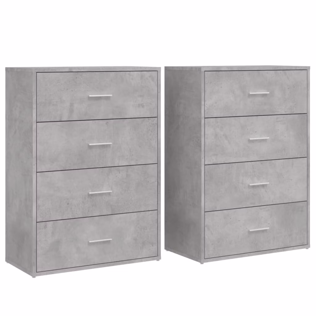 Credenze 2 pz Grigio Cemento 60x31x84 cm in Legno Multistrato