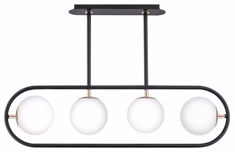 Lampada a sospensione SARAN bianco-nero-oro 4xE14x10W in metallo, dimensioni: 53x80x15 cm, IP20, Alfa
