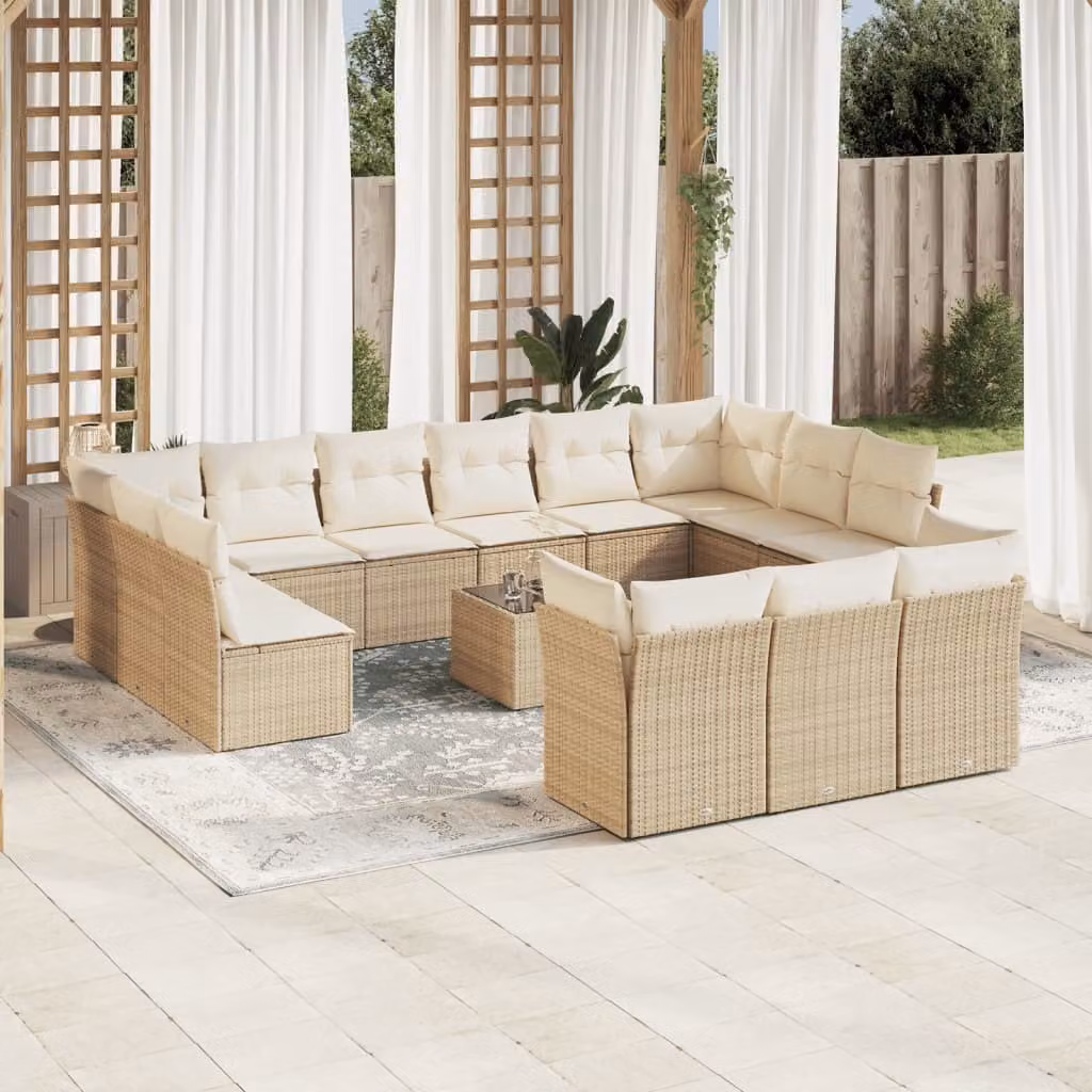 Maison Exclusive - Set Divani da Giardino 14pz con Cuscini in Polyrattan Beige