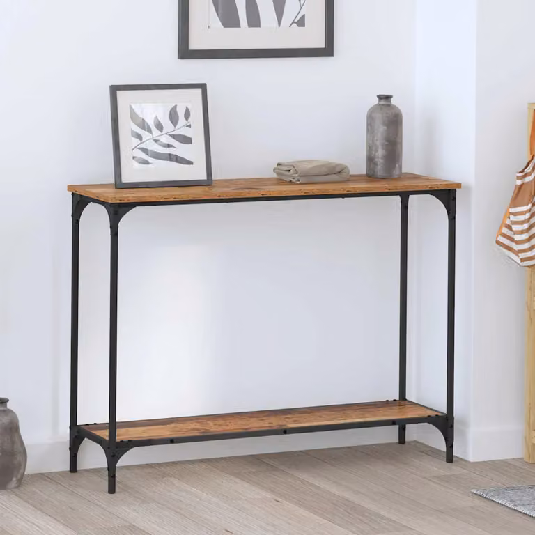 vidaXL Tavolo consolle in stile industriale in legno vecchio marrone L 101 cm x P 30.5 cm x H 75 cm