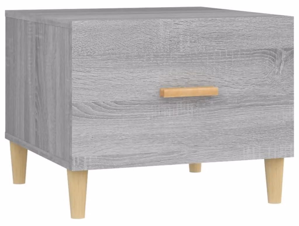 Tavolino grigio con cassetto in legno, dimensioni 50 x 50 x 40 cm