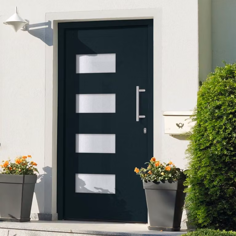 Porta d'ingresso The Living Store in alluminio e PVC antracite 110x210 cm