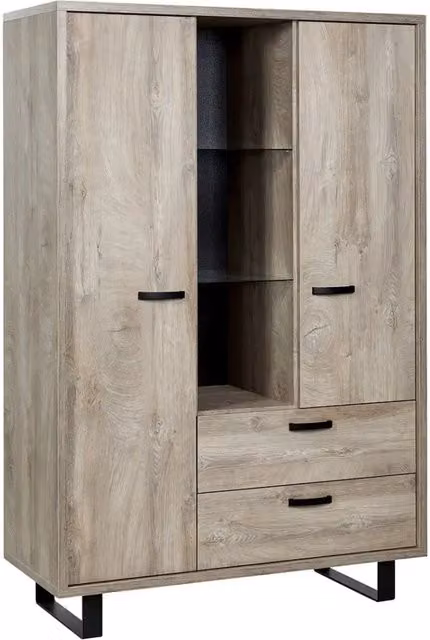 Mobile da stoccaggio XL NEWTON – 2 porte, 2 cassetti e 3 vani – Rovere chiaro – L120 x H180 x P50 cm