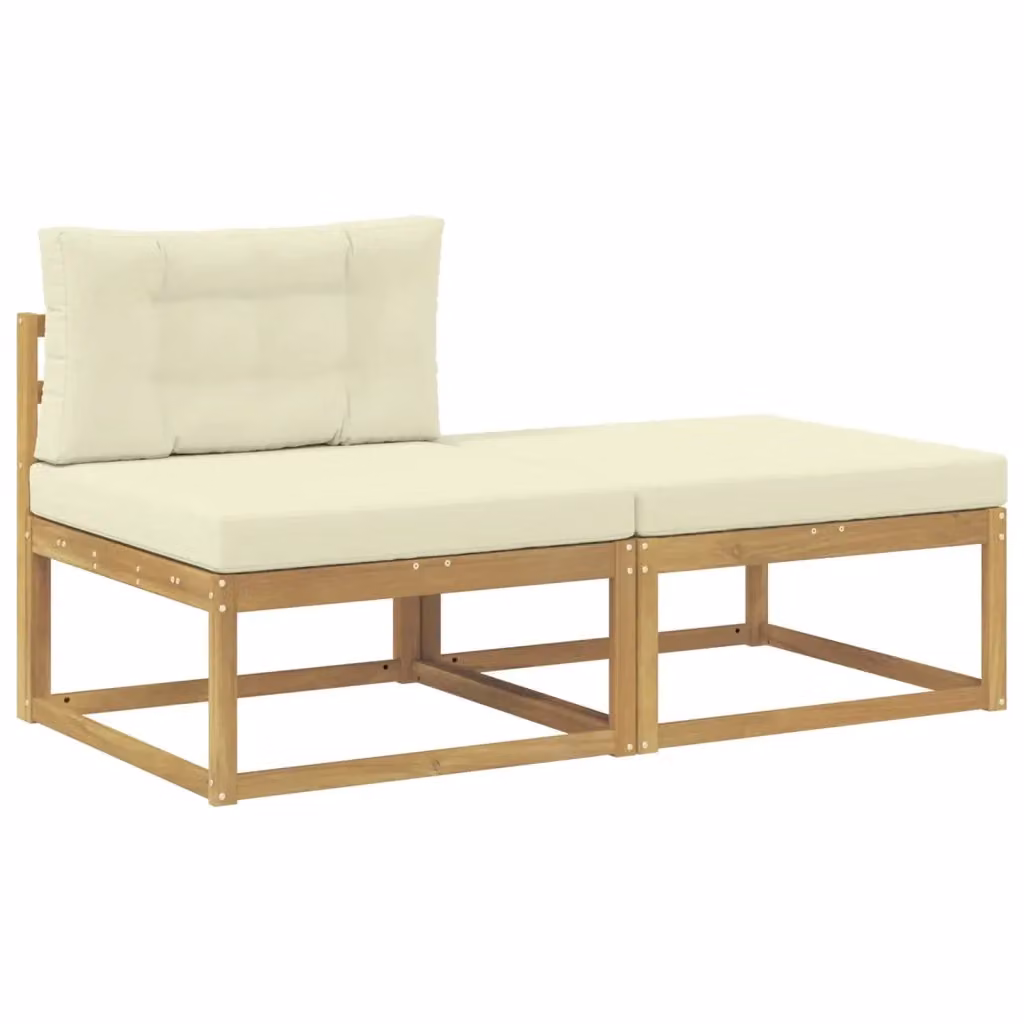 Set di 2 poggiapiedi da esterno moderni vidaXL in legno di acacia color beige e bianco – 2