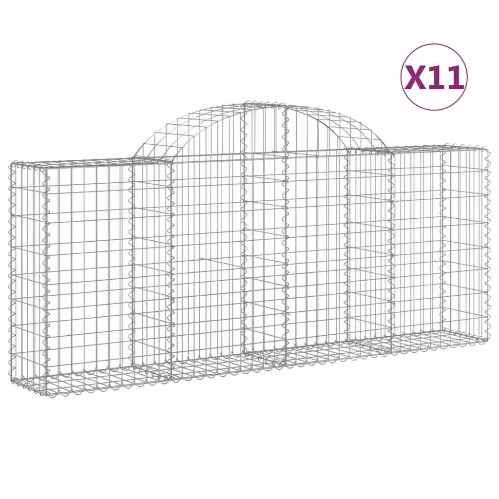 Cesti Gabbioni ad Arco 11 pz 200x30x80/100 cm Ferro Zincato