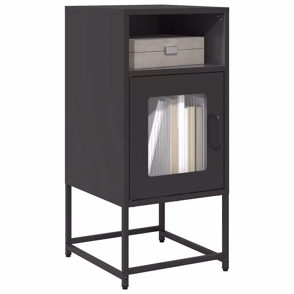 Comodino moderno vidaXL in metallo nero opaco a parete L: 36 cm, P: 39 cm, H: 78 cm