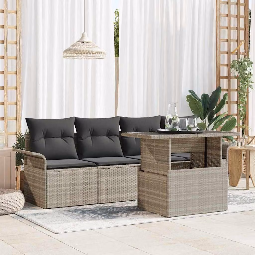 Maison Exclusive - Set da giardino composto da 5 pezzi. Colore: grigio chiaro. Materiale: rattan sintetico