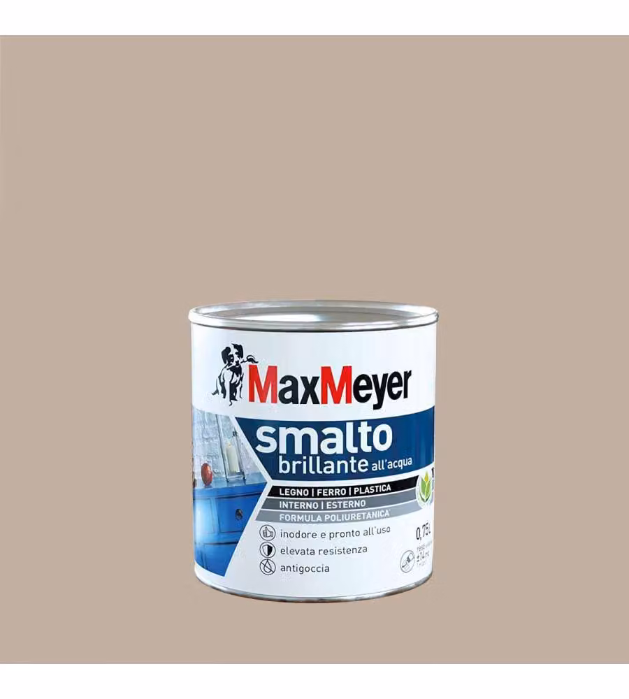 MaxMeyer Smalto Poliuretanico Brillante all'Acqua - Tortora - 0,75 l