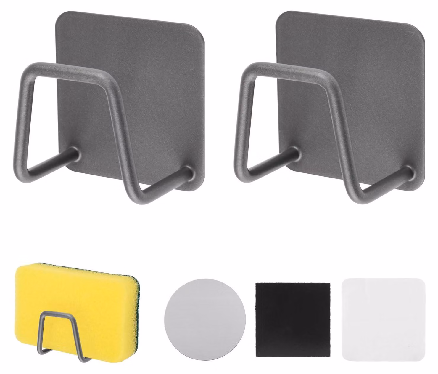Supporti magnetici per spugne, adesivi, confezione da 2 pezzi, in acciaio inossidabile, colore nero, per la cucina
