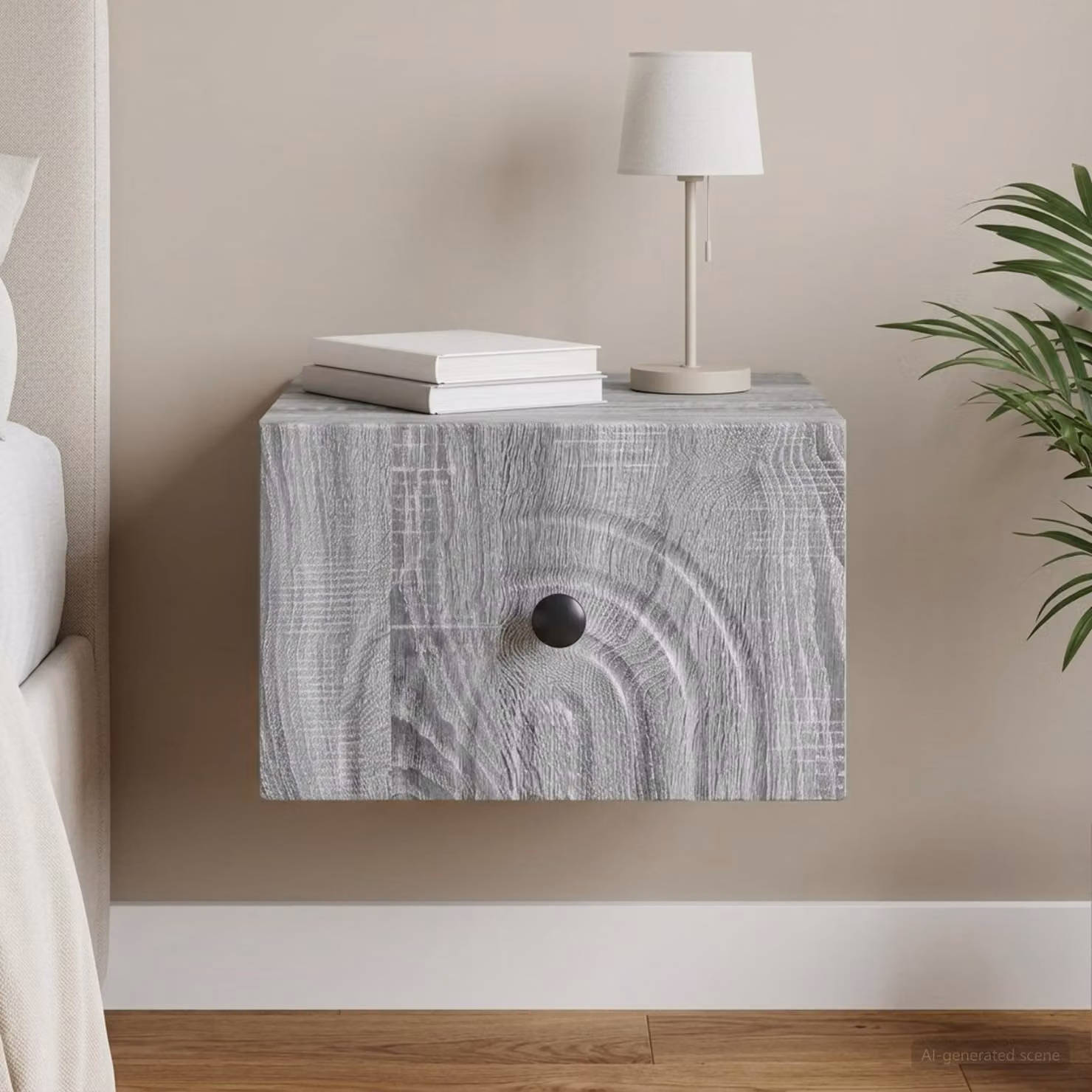 vidaXL Mobiletto da notte sospeso moderno Grigio Sonoma L: 33 cm, P: 34,5 cm, H: 20 cm
