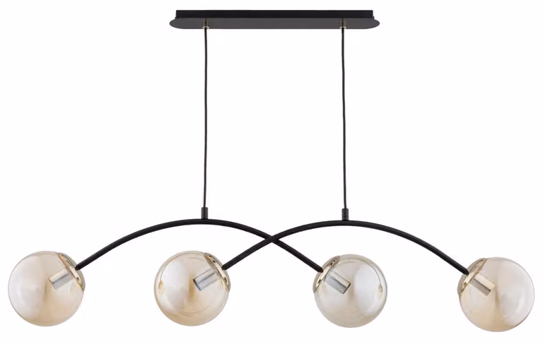Lampada a sospensione con dettagli dorati BESTER, nera, 4xE14x10W, metallo, dimensioni: 65x105x15 cm, IP20, Alfa