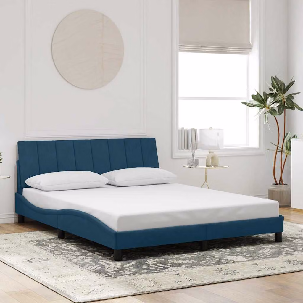 Giroletto senza materasso Hanko vidaXL in velluto blu L: 160 cm, P: 200 cm – 1
