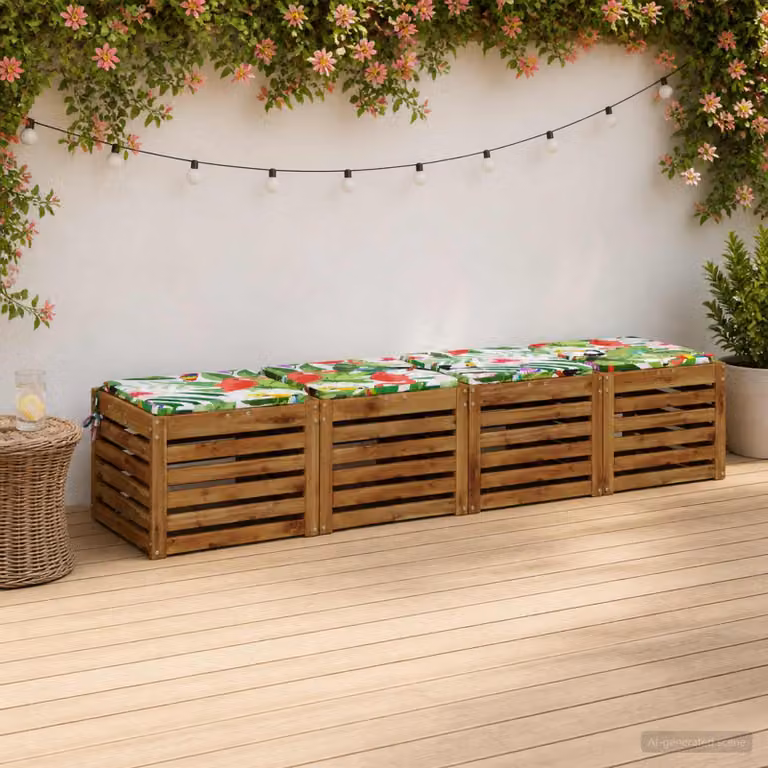 Set di 4 cuscini per sedia quadrati vidaXL in poliestere multicolore con rivestimento lavabile e resistente ai raggi UV