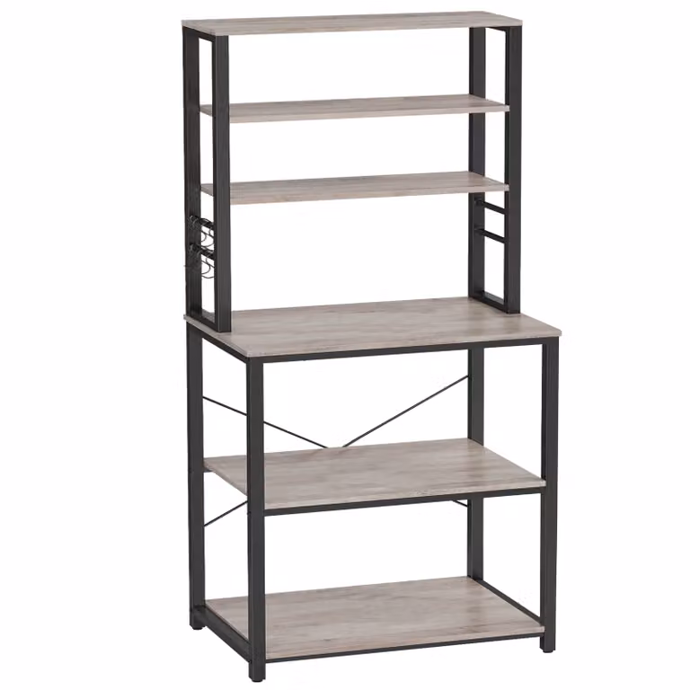Scaffale da cucina VASAGLE, scaffale da terra, 40 x 60 x 167 cm, grigio-nero